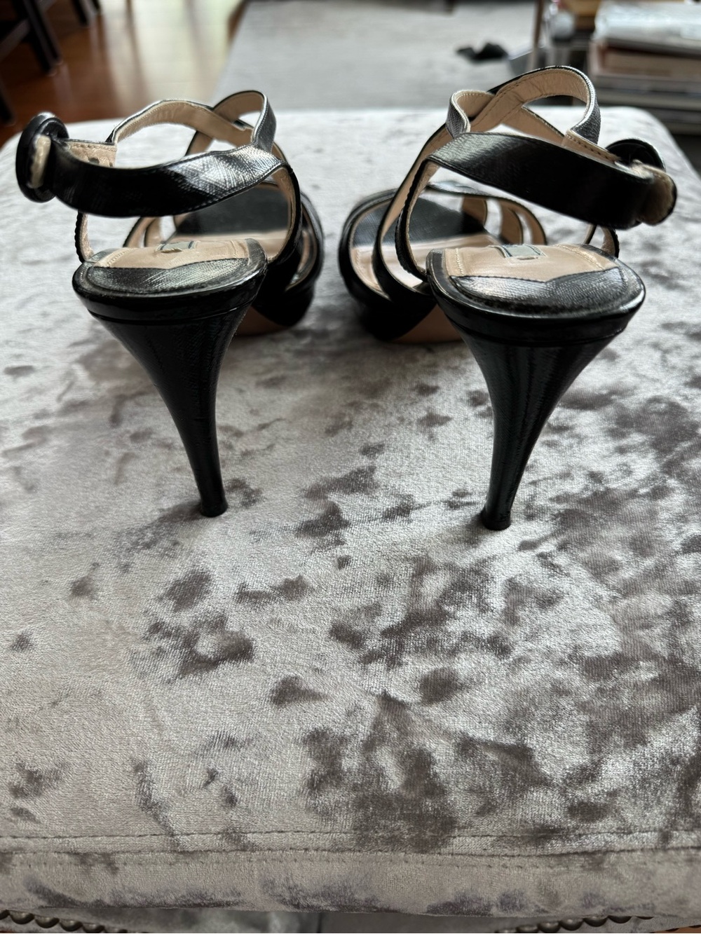 Prada Black Leather Strappy platform Heels - Picture 4 of 6